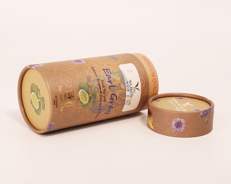 brown tea paper tube packaging